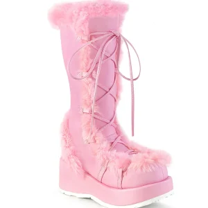 Fausse fourrure 7 cm CUBBY-311 lolita bottes femmes à plateforme en rose