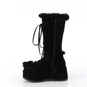 Fausse fourrure 7 cm CUBBY-311 lolita bottes femmes à plateforme en noir