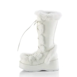 Fausse fourrure 7 cm CUBBY-311 lolita bottes femmes à plateforme en blanc