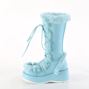 Fausse fourrure 7 cm CUBBY-311 lolita bottes femmes à plateforme en bleu