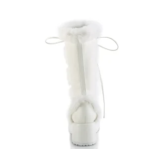 Fausse fourrure 7 cm CUBBY-311 lolita bottes femmes à plateforme en blanc