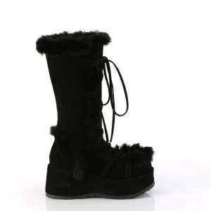 Fausse fourrure 7 cm CUBBY-311 lolita bottes femmes à plateforme en noir