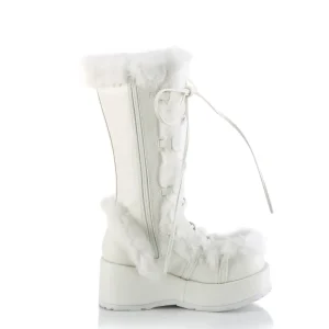 Fausse fourrure 7 cm CUBBY-311 lolita bottes femmes à plateforme en blanc