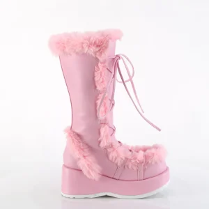 Fausse fourrure 7 cm CUBBY-311 lolita bottes femmes à plateforme en rose