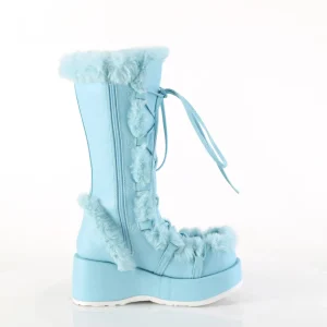 Fausse fourrure 7 cm CUBBY-311 lolita bottes femmes à plateforme en bleu