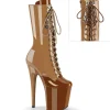 FLAMINGO-1054DC - 20 cm plateforme bottine haut talon verni toffee