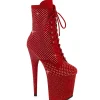 FLAMINGO-1020RM 20 cm bottine talon haut femme pleaser strass rouges