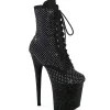 FLAMINGO-1020RM 20 cm bottine talon haut femme pleaser strass noir