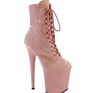 FLAMINGO-1020RM 20 cm bottine talon haut femme pleaser strass rose