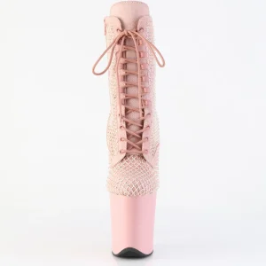 FLAMINGO-1020RM 20 cm bottine talon haut femme pleaser strass rose