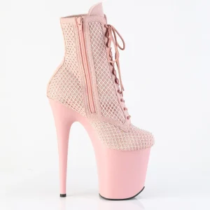 FLAMINGO-1020RM 20 cm bottine talon haut femme pleaser strass rose