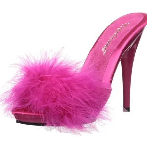 Fuchsia 13 cm POISE-501F plumes de marabout Mules Chaussures