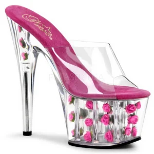 Fuchsia Transparent 18 cm ADORE-701FL Plateforme Mules Hautes