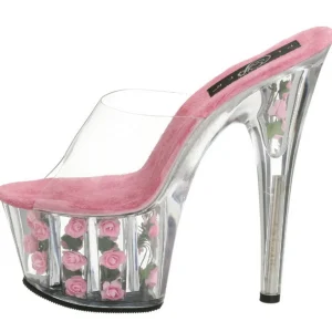 Fuchsia Transparent 18 cm ADORE-701FL Plateforme Mules Hautes
