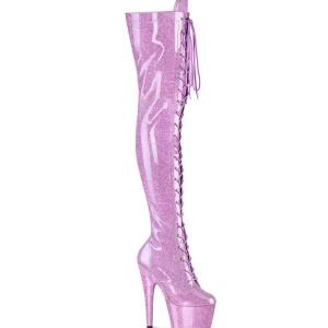 Glitter 18 cm ADORE-3020GP bottes cuissardes talons hauts à lacets pourpre