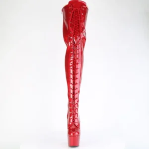 Glitter 18 cm ADORE-3020GP bottes cuissardes talons hauts à lacets rouge