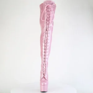 Glitter 18 cm ADORE-3020GP bottes cuissardes talons hauts à lacets roses