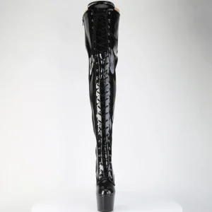 Glitter 18 cm ADORE-3020GP bottes cuissardes talons hauts à lacets noirs