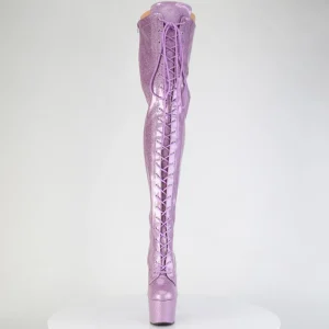 Glitter 18 cm ADORE-3020GP bottes cuissardes talons hauts à lacets pourpre