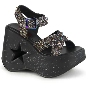 Glitter 13 cm DemoniaCult DYNAMITE-02 sandales lolita talons compensées