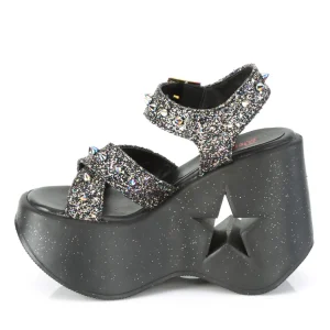 Glitter 13 cm DemoniaCult DYNAMITE-02 sandales lolita talons compensées