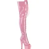 Glitter 18 cm PEEP TOE bottes cuissardes talons hauts à lacets roses