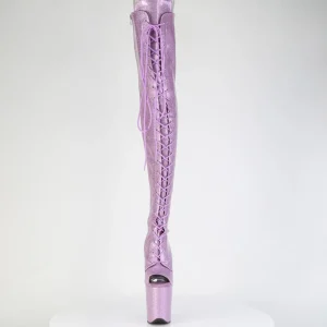 Glitter 20 cm PEEP TOE bottes cuissardes talons hauts à lacets purper
