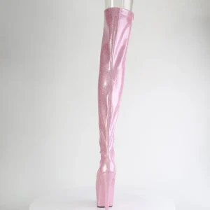 Glitter 18 cm PEEP TOE bottes cuissardes talons hauts à lacets roses