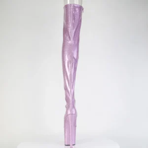Glitter 20 cm PEEP TOE bottes cuissardes talons hauts à lacets purper