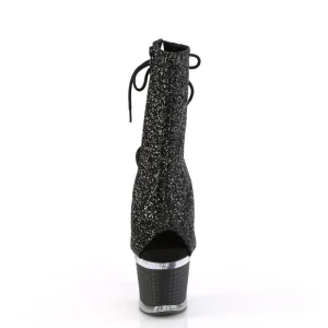 Glitter 18 cm SPECTATOR-1018G bottines plate-forme et bout ouvert noir
