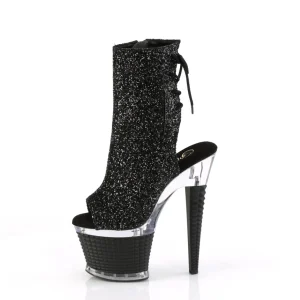 Glitter 18 cm SPECTATOR-1018G bottines plate-forme et bout ouvert noir
