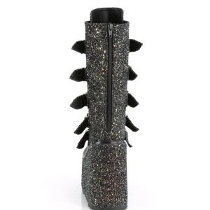 Glitter 14 cm SWING-G plateforme bottes femme hauteur mollet à boucles noir