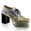 Glitter GLAMROCK-02 disco chaussures de proxénète hommes 70 à plateforme or