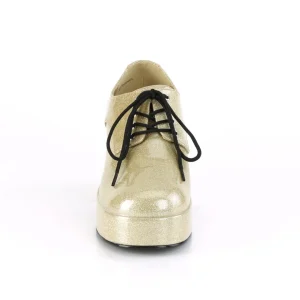 Glitter JAZZ-02G disco chaussures de proxénète hommes 70 à plateforme or