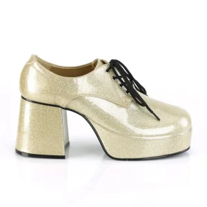 Glitter JAZZ-02G disco chaussures de proxénète hommes 70 à plateforme or