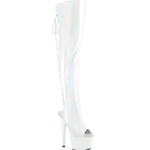 Hologramme 18 cm ADORE-3019HWR talons hauts bottes cuissardes bout ouvert blanc