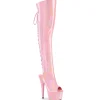 Hologramme 18 cm ADORE-3019HWR talons hauts bottes cuissardes bout ouvert rose