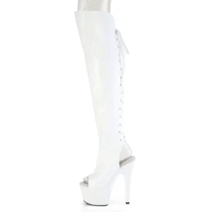 Hologramme 18 cm ADORE-3019HWR talons hauts bottes cuissardes bout ouvert blanc