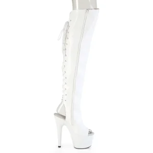 Hologramme 18 cm ADORE-3019HWR talons hauts bottes cuissardes bout ouvert blanc
