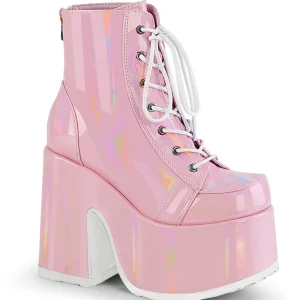 Hologramme 13 cm CAMEL-203 femmes bottines plateforme épais talon chunky rose