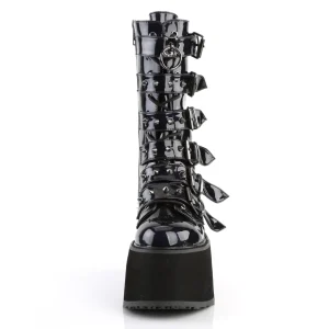 Hologramme 9 cm DAMNED-225 plateforme bottes femme hauteur mollet à boucles noir