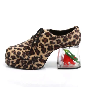 Leopard PIMP-02 chaussures proxénète hommes avec talon aquarium poisson rouge