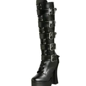 Mat 13 cm ELECTRA-2042 plateformes bottes à boucles pour femmes