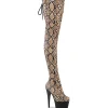 Motif serpent 18 cm ADORE Plateforme bottes cuissardes à lacets brun