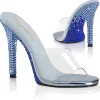 Mules Bleues 11,5 cm GALA-01DMM Mules à talons hauts strass