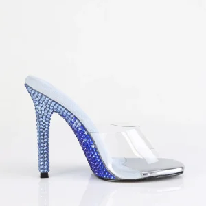 Mules Bleues 11,5 cm GALA-01DMM Mules à talons hauts strass