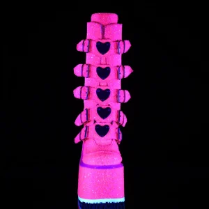 Neon 14 cm SWING-G plateforme bottes femme hauteur mollet à boucles rose
