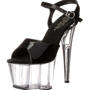 Noir 18 cm ADORE-709 Plexi Plateforme Haut Talon