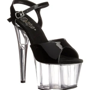Noir 18 cm ADORE-709 Plexi Plateforme Haut Talon