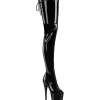 Noir 18 cm ADORE-4011 Vinyle plateforme bottes cuissardes crotch haute